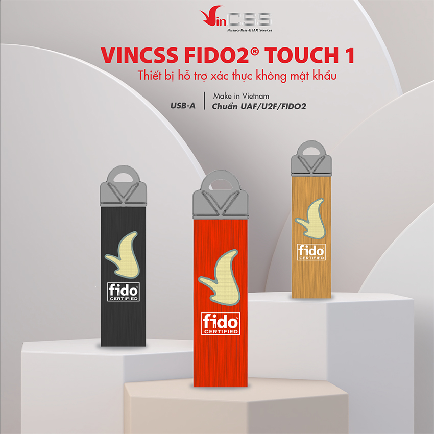 Combo 2 Khóa Xác Thực Mạnh VinCSS FIDO2 Touch 1 (Kết Nối USB Type-A) - Hỗ Trợ Xác Thực An Toàn Không Mật Khẩu, Chuẩn UAF/U2F/FIDO2 - Hàng Chính Hãng