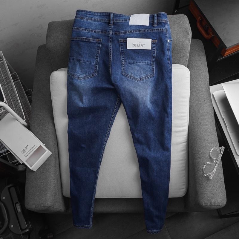 Quần jean nam cao cấp ống ôm slim fit xuất xịn co giãn