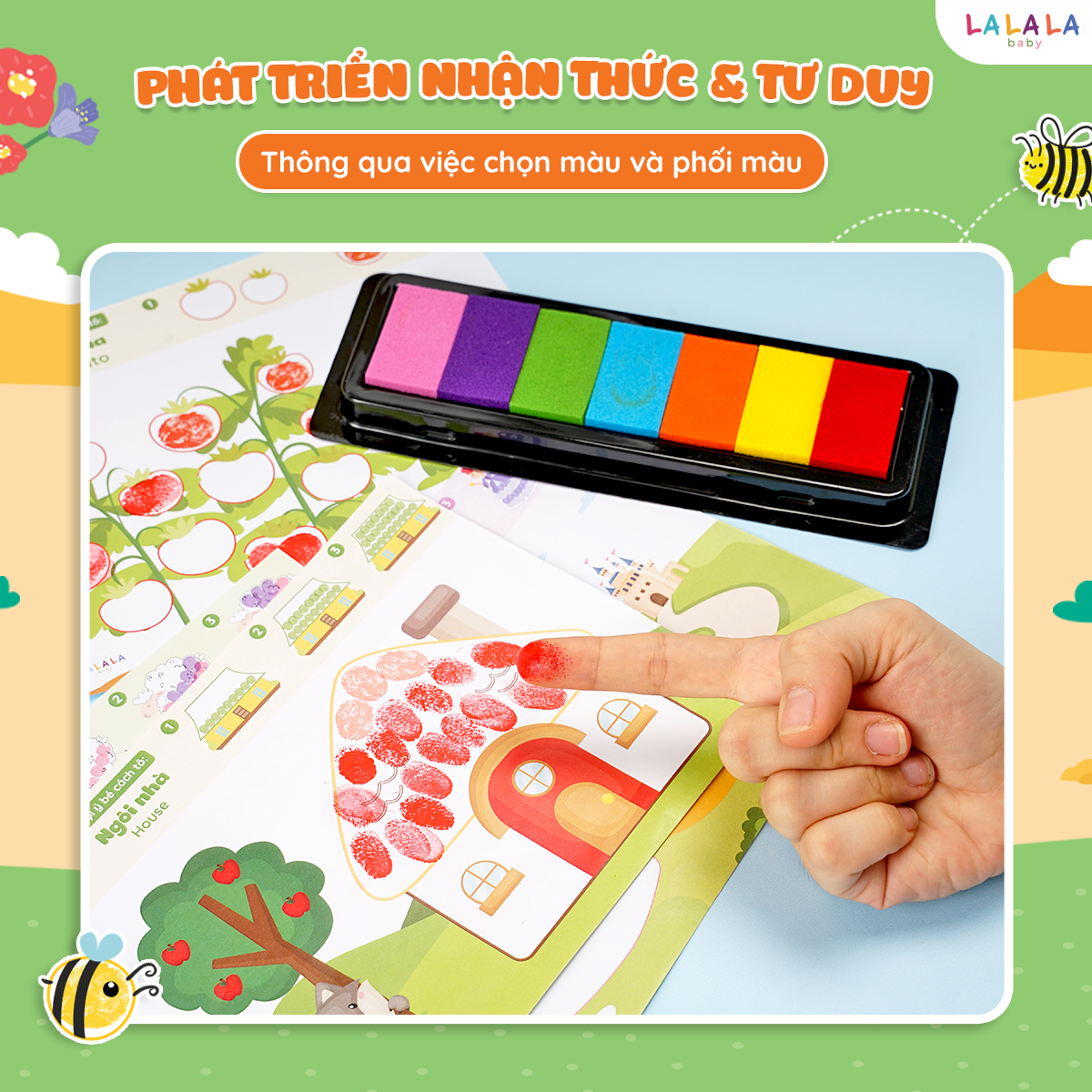 Bộ Tranh Tô Màu Vân Tay Cho Bé - Vân Tay Diệu Kỳ Finger Painting Kèm Màu Vân Tay - Lalala Baby