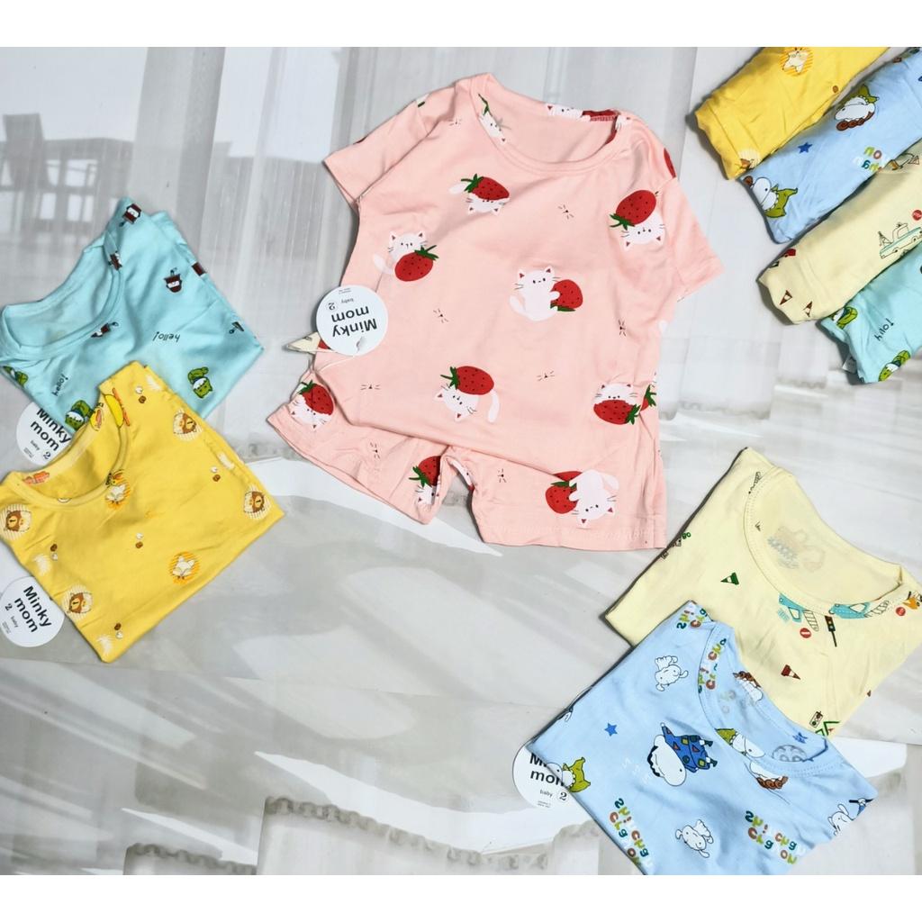 Bộ cộc tay vải thun lạnh nhiều màu cho bé trai và bé gái sơ sinh 3-13kg, hàng đẹp -