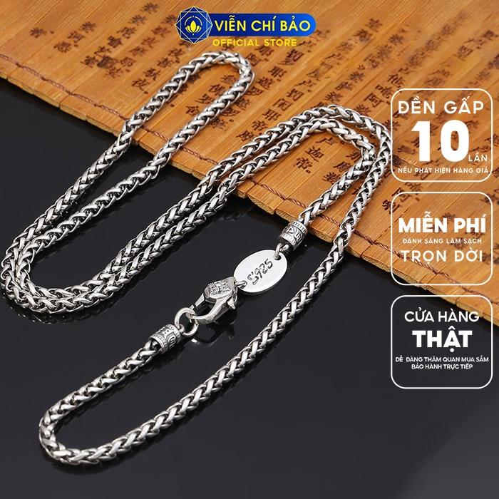 Dây chuyền bạc nam móc Chùy Kim Cang lục tự chân ngôn chất liệu bạc Thái 925 Viễn Chí Bảo D100257