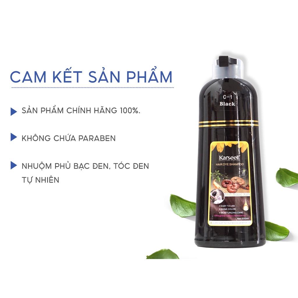 Dầu gội phủ bạc nhuộm tóc đen, nâu thảo dược KARSEELL Hair Dye Shampoo 500ml