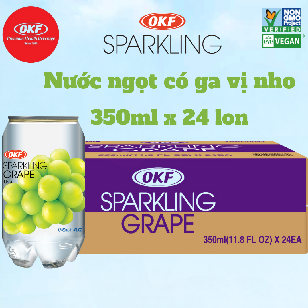 Hình ảnh Nước ngọt có ga giải khát vị nho (NƯỚC NHO CÓ GA) OKF Hàn Quốc x 24 lon 350ml