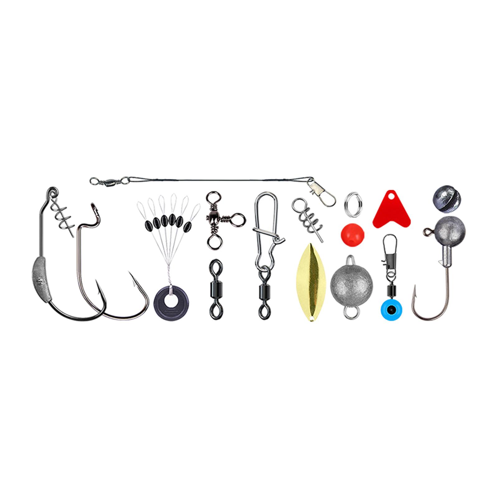 Fishing Tackle Accessories Kit, 213pcs Fishing Gear Tackle Box with Tackle Included, Baitholder Hooks Fishing Sinkers Starter Fishing Kit Equipment