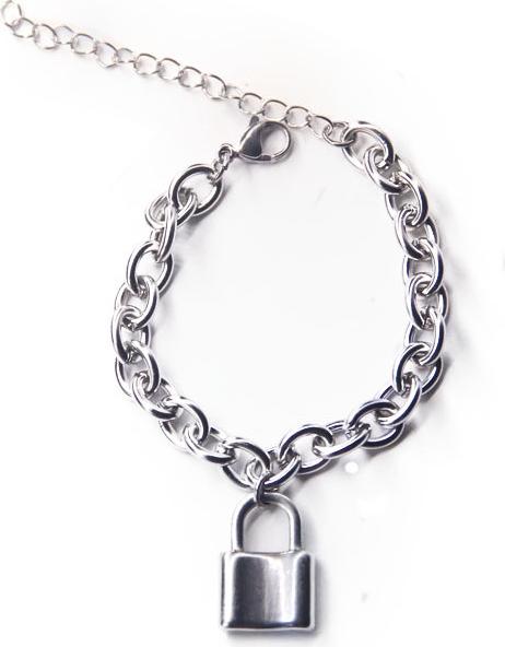 Vòng đeo tay xích tròn titanium không gỉ lắc khoá cá tính