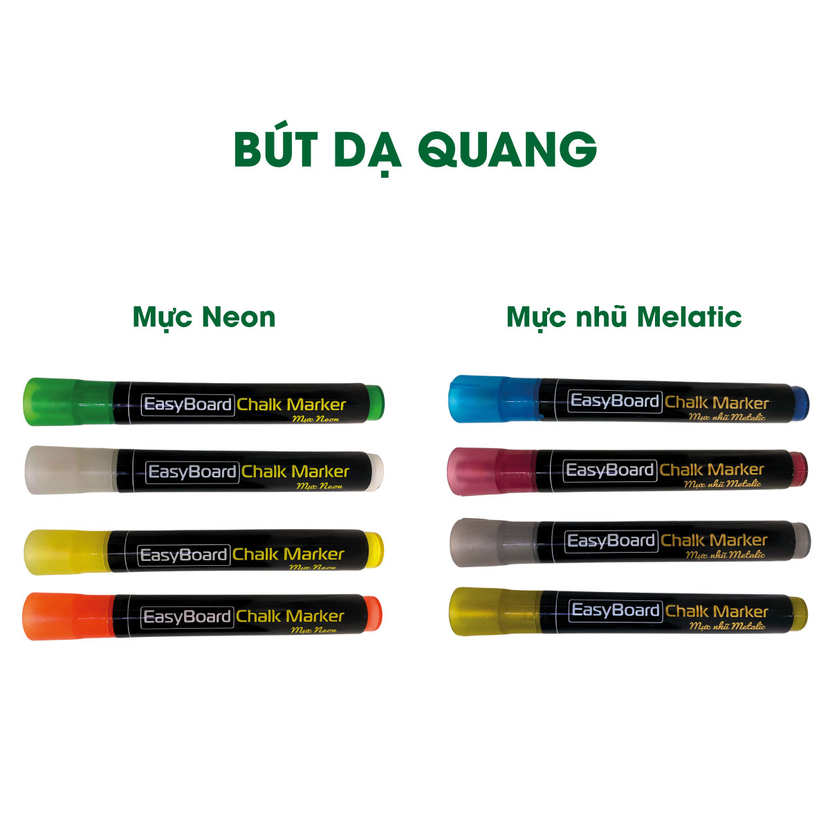 Bút Dạ Quang Easyboard - Màu Neon &amp; Màu Metalic Nhũ