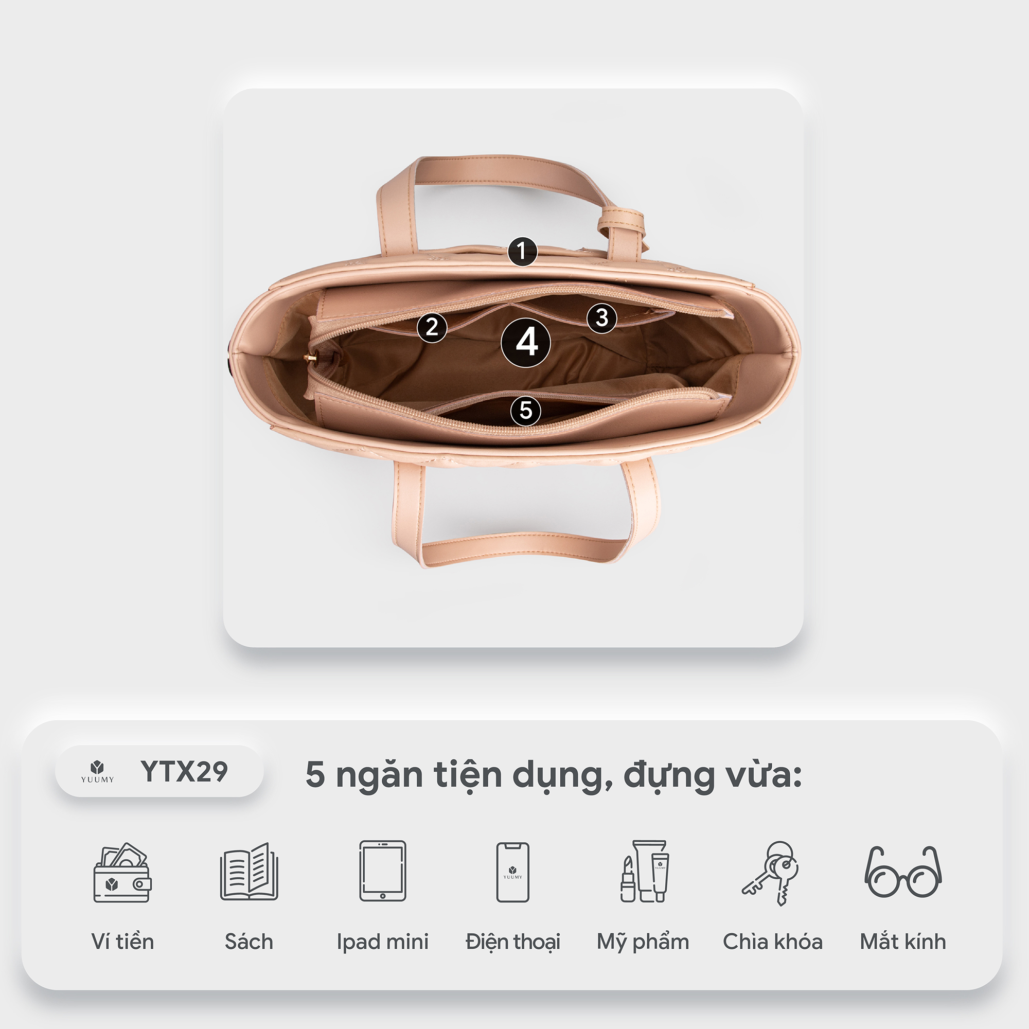 Túi xách nữ công sở phối charm cách điệu YUUMY Seasand YTX29