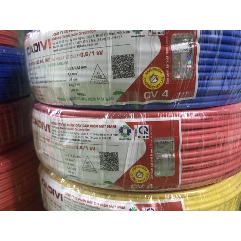 Dây điện Cadivi đơn 3.5 , 4.0, 5.5mm đủ các màu - Cuộn 100m