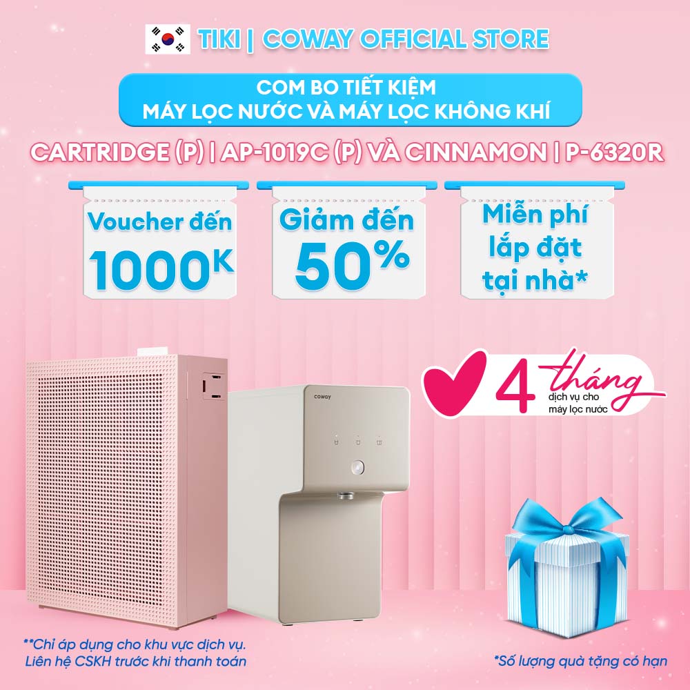 Máy lọc không khí Coway Cartridge AP-1019C và Máy lọc nước Coway Cinnamon P-6320R - Hàng chính hãng