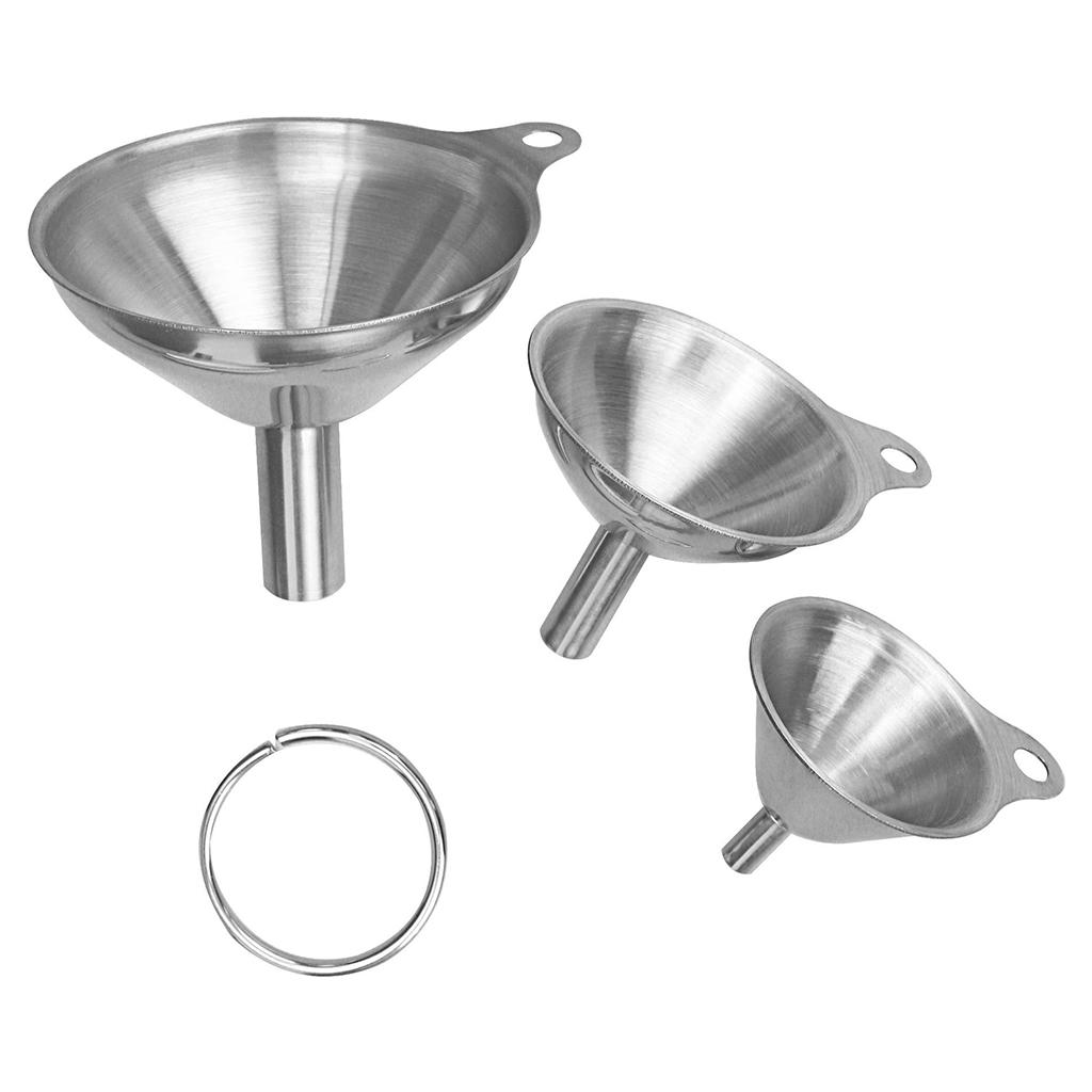 Set of 3 Stainless Steel Kitchen Funnels for Transferring