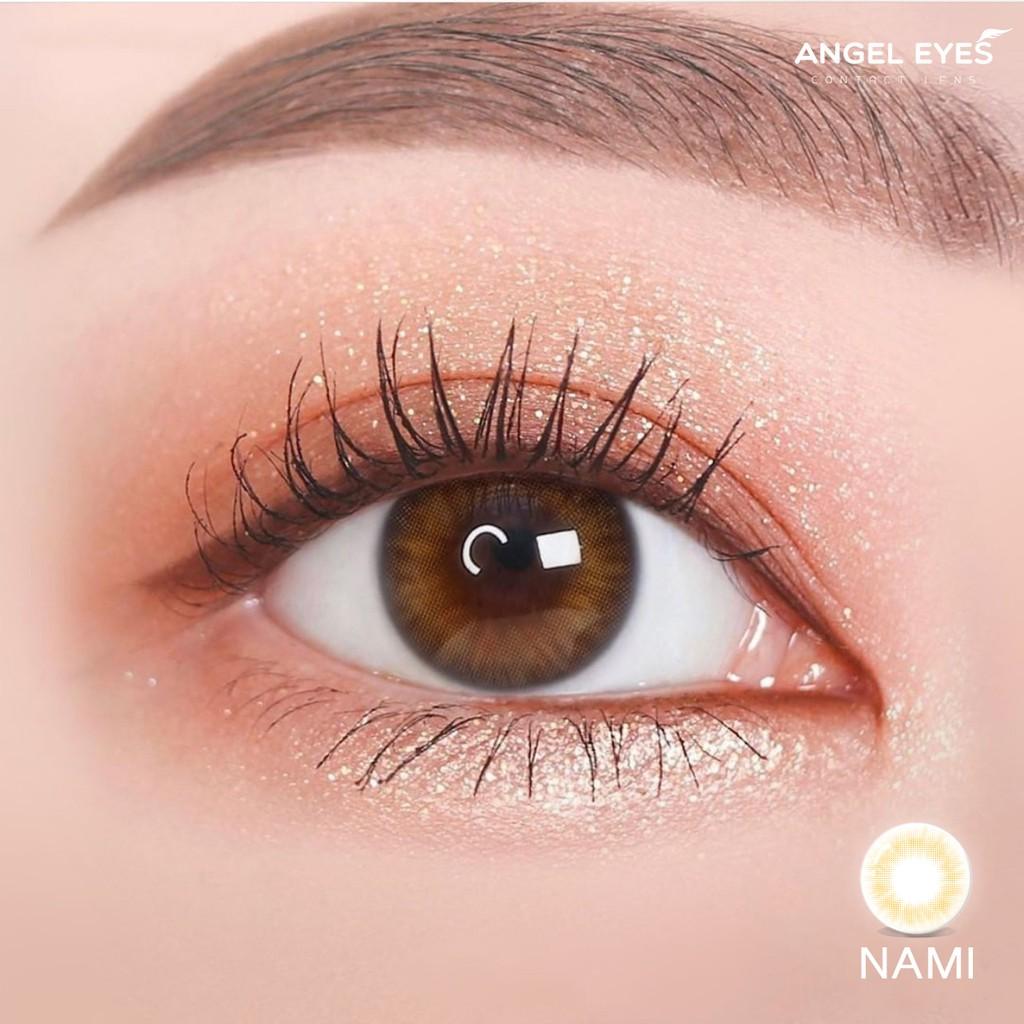 Lens mắt nâu mật ong Nami hiệu Angel Eyes đường kính 12.8 có hỗ trợ cận 0-8