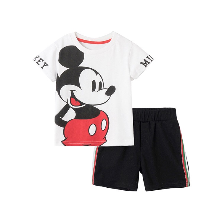 Bộ đồ bé trai chuột Mickey mẫu mới hè 2021 phối trắng đen chất cotton mịn cực đẹp 2-7T (10-25kg