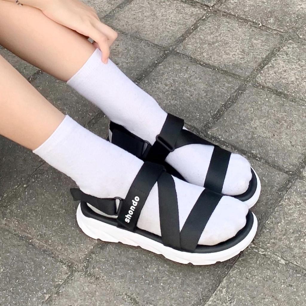 Giày Sandal Nữ Nam SHONDO F6 Sport Đen Trắng - Đế Phylon Siêu Nhẹ, Thấm Hút Mồ Hôi Tốt, Tháo Quai Hậu Làm Dép