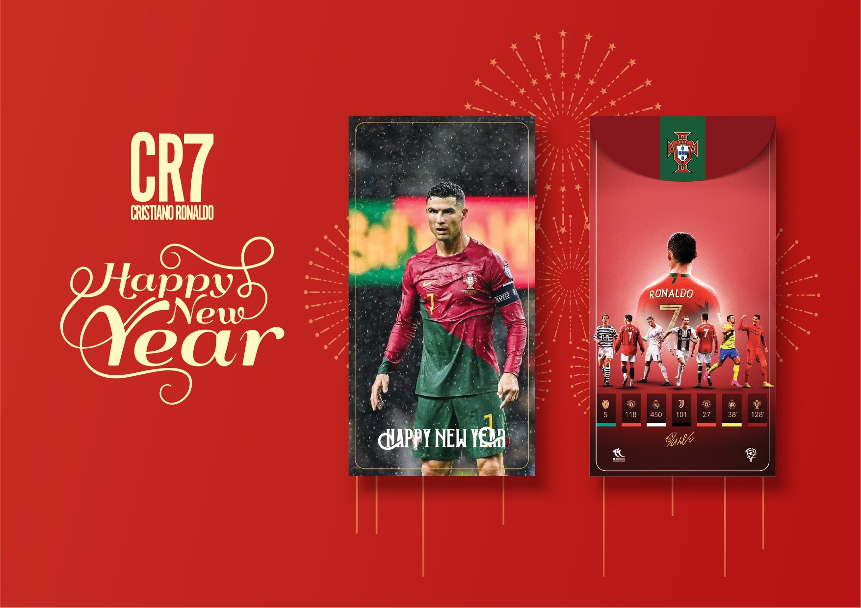 COMBO 10 Bao Lì Xì Năm Mới 2024 Giáp Thìn (CẦU THỦ CRISTIANO RONALDO) 8X16cm – Đẹp - Ý Nghĩa