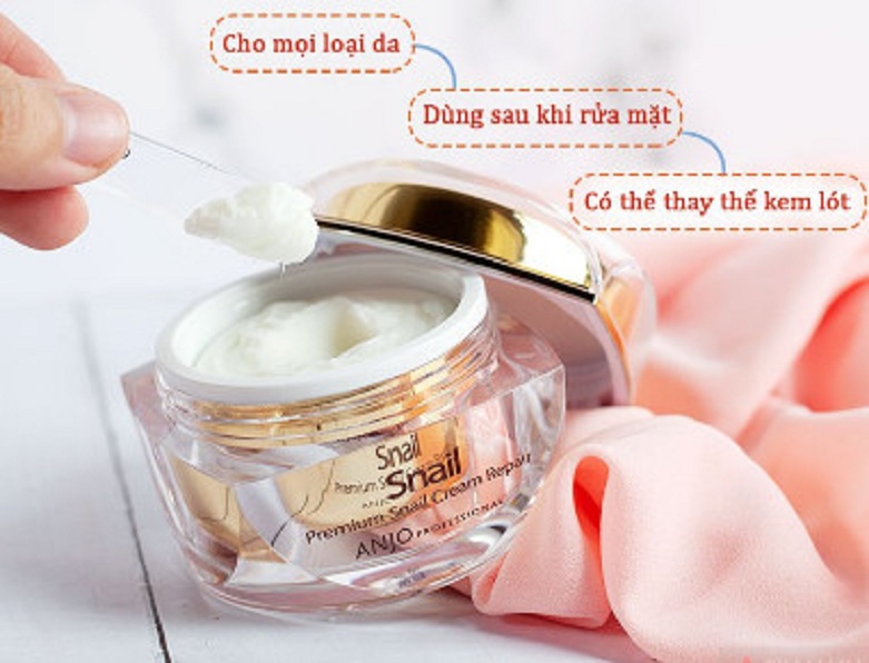 Kem dưỡng trắng, cấp ẩm chiết xuất ốc sên Anjo Professional Snail Premium Snail Cream Repair 50ml Hàn Quốc