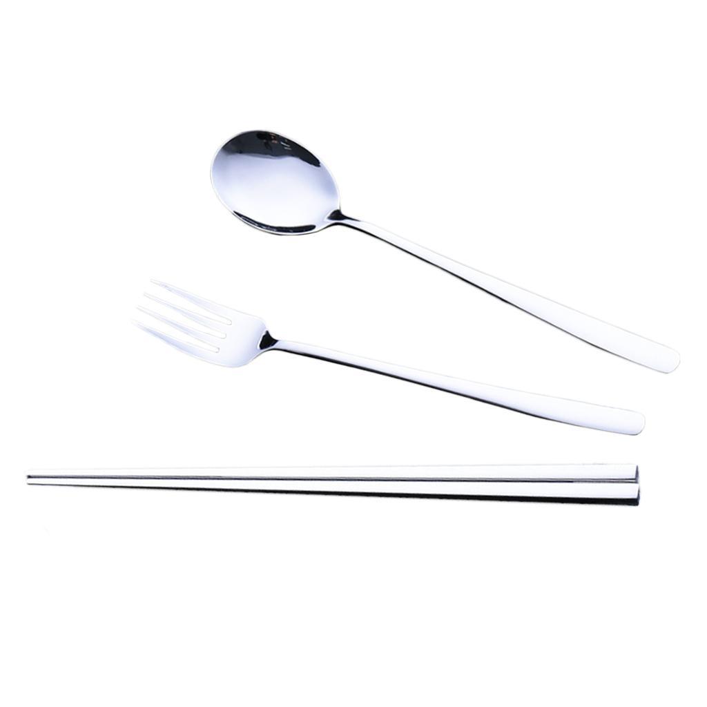 Stainless Steel Portable Tableware Chopsticks Fork Spoon Set