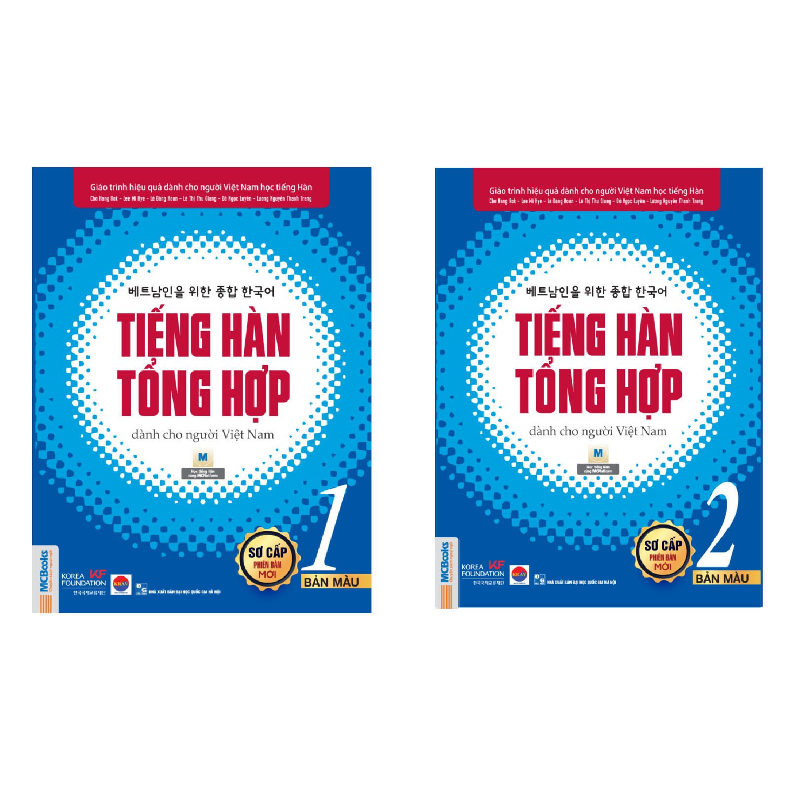 Combo Tiếng Hàn tổng hợp dành cho người Việt Nam (Phiên bản mới) - Sơ cấp 1 và Sơ cấp 2 (Bản màu Nghe qua app)