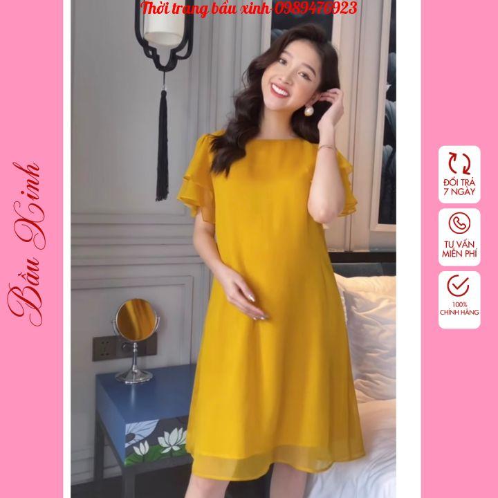 Váy bầu thời trang thiết kế hè- đầm bầu xinh công sở Váy bầu dự tiệc cao cấp chuẩn dáng