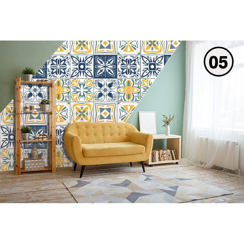 Giấy Dán Tường Nhà Bếp, Miếng Dán Bếp Chống Bắn Dầu Mỡ, Chống Bay Màu | Decal Dán Bếp Mã 05 Xanh Lơ Vàng