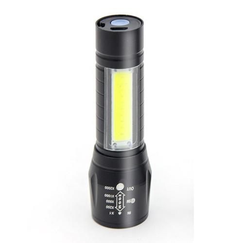 Hình ảnh Đèn Pin Sạc Mini Siêu Sáng Có Zoom XPE+COB Light