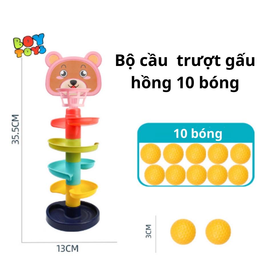 Đồ chơi vận động bóng rổ cầu trượt, cầu trượt thả bóng xoay vòng, tháp bóng lăn nhiều màu sắc thú vị cho bé