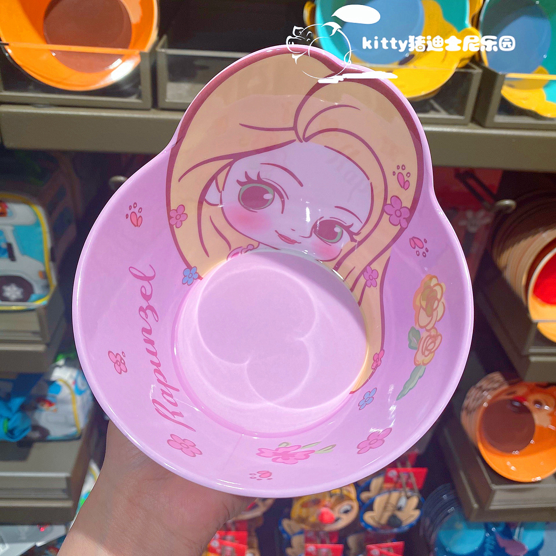 Chén ăn nhựa Melamine hình công chúa Rapunzel Princess nổi 3D màu tím cho bé gái - 78VNDP2483