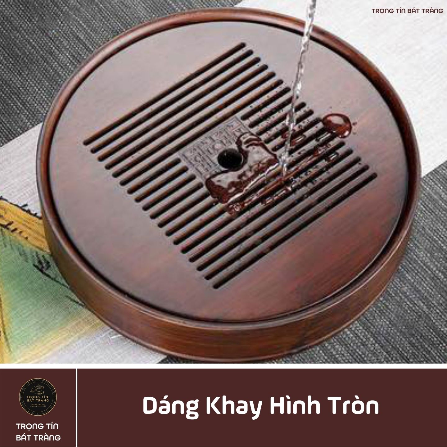 KT 09 Khay Trà Tre Cao Cấp Tròn Nhỏ
