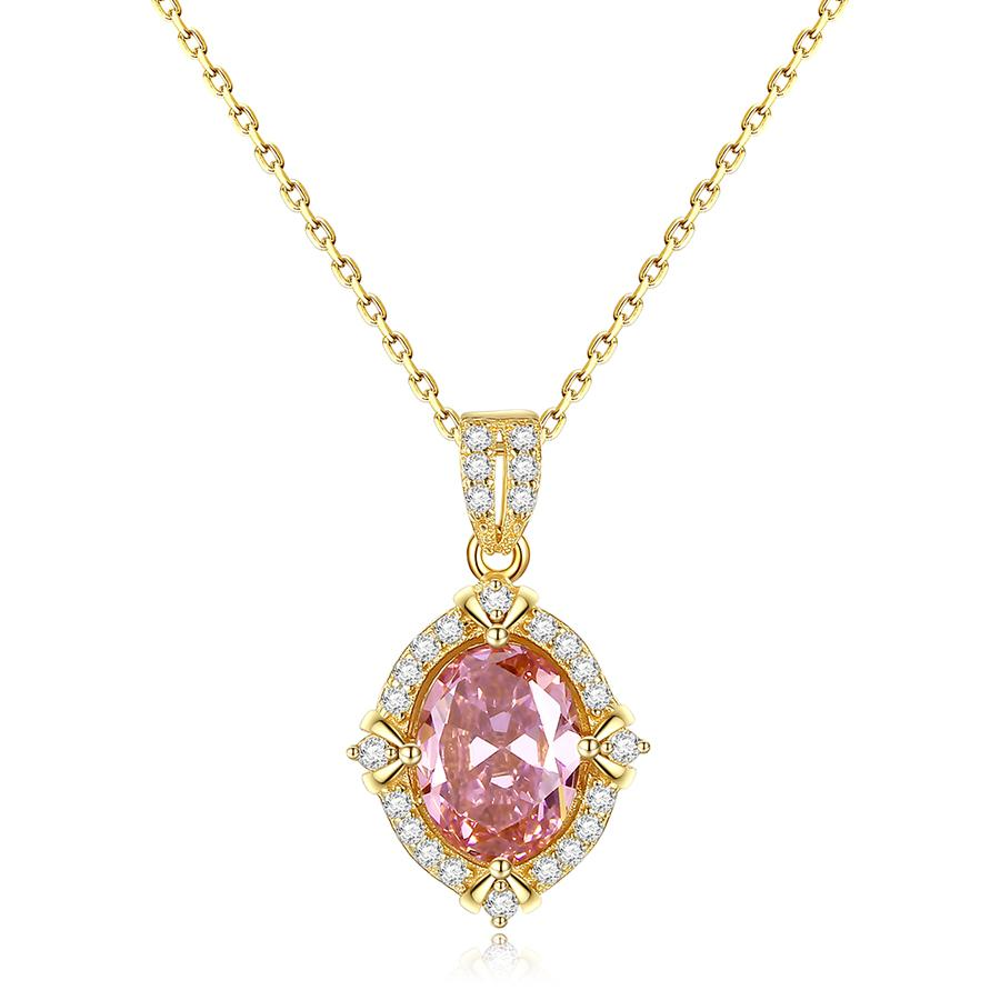 Bộ trang sức bạc nữ đính đá Saphire hồng cao cấp có dát vàng phần bạc gồm 3 món Bảo Ngọc Jewelry