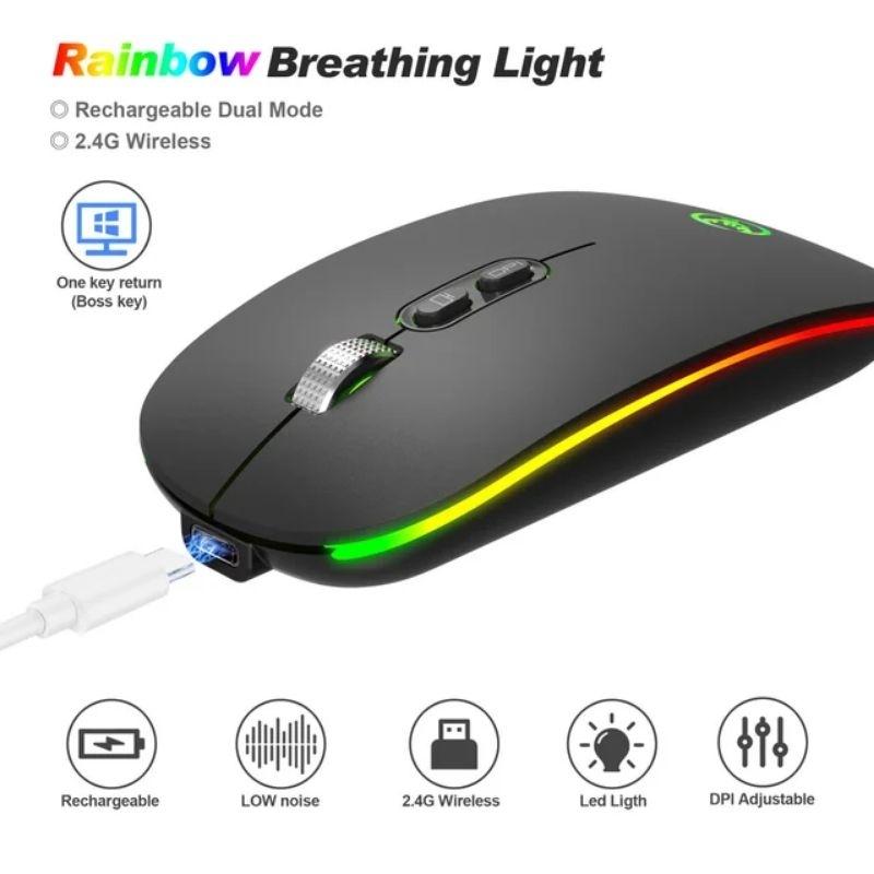 Chuột bluetooth không dây cao cấp TEKKIN M103 sạc Type C - hàng nhập khẩu - Xám/USB+Bluetooth