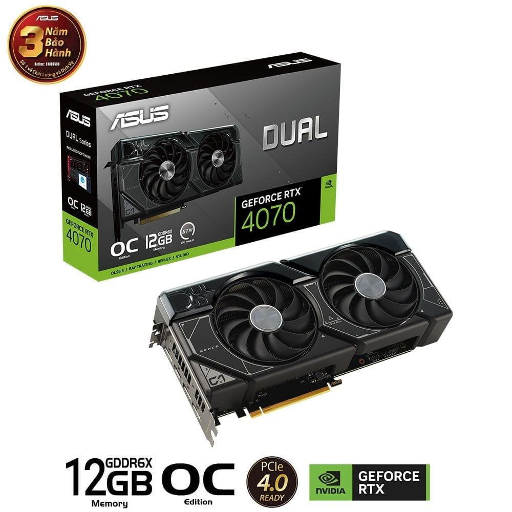 Card màn hình VGA ASUS Dual GeForce RTX 4070 OC Edition 12GB GDDR6X (DUAL-RTX4070-O12G) - Hàng chính hãng Viết Sơn phân phối