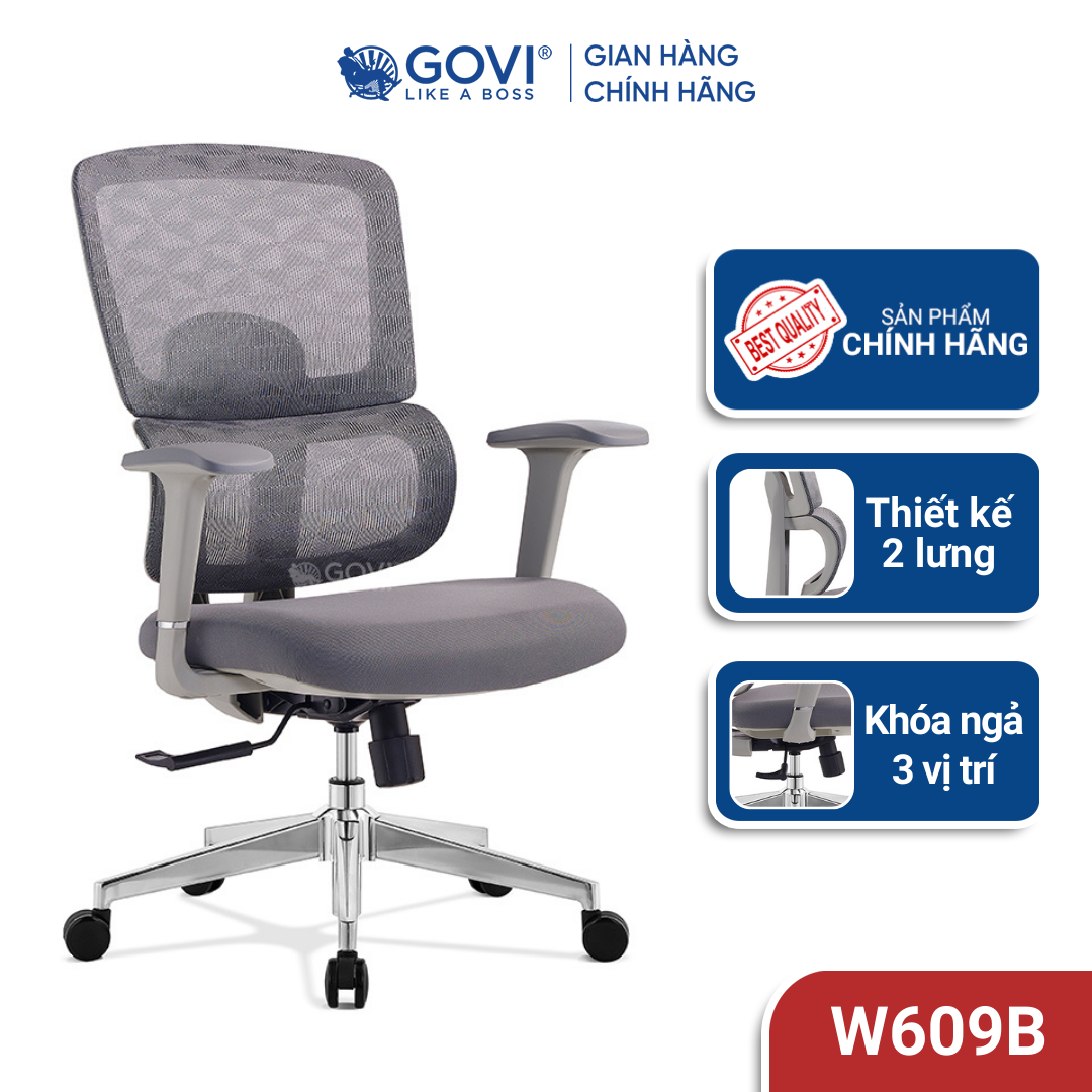 Ghế xoay văn phòng Win W05B - Tựa tay cố định, lưng bọc lưới thoáng mát,khóa cố định 3 vị trí linh hoạt