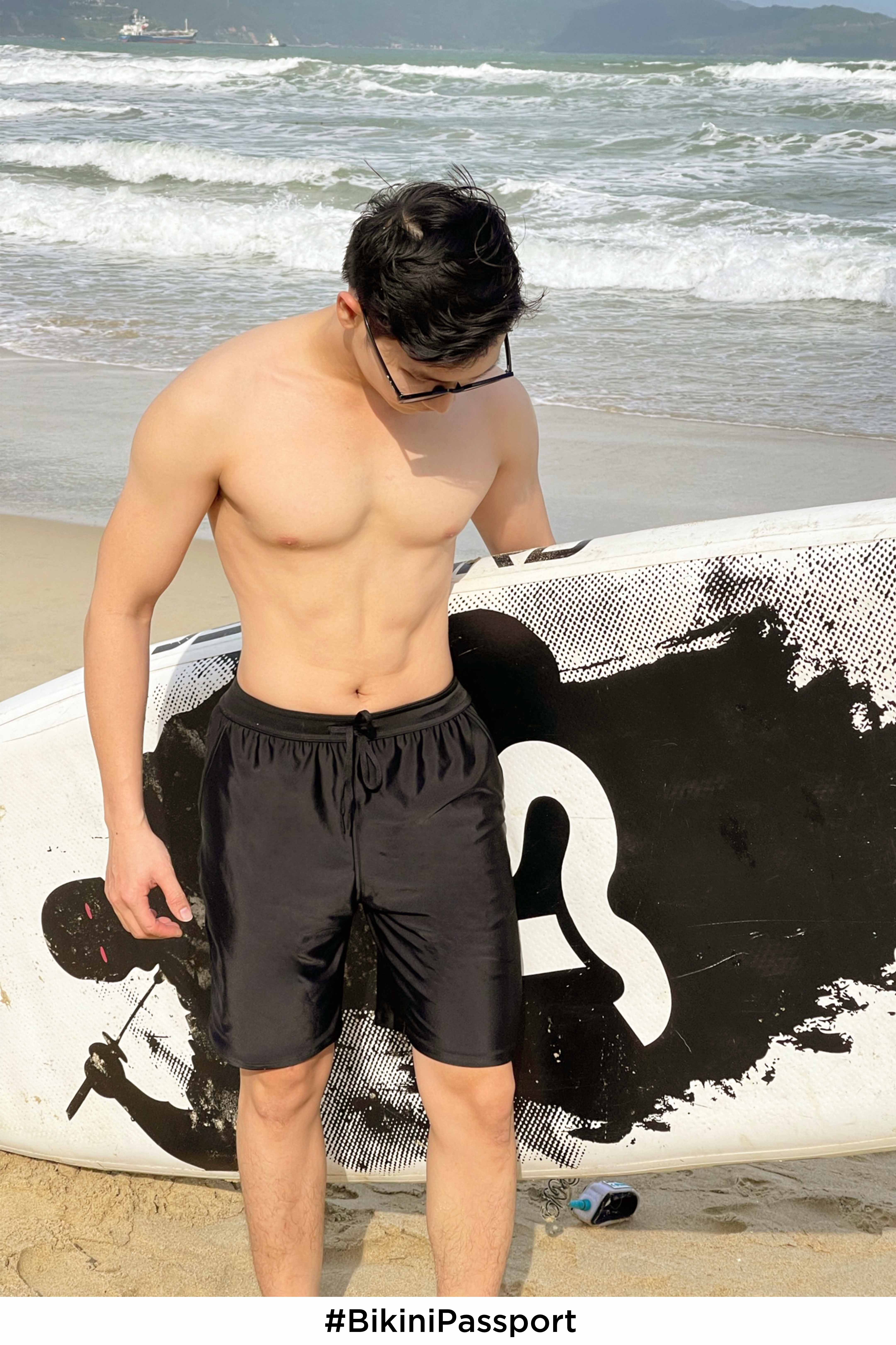 Quần bơi Nam BIKINI PASSPORT kiểu dáng Dài- màu Đen - BS179_BL