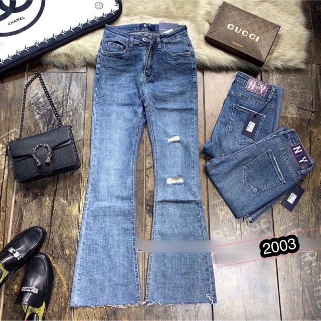 Quần jean dài ống loe lưng cao siêu đẹp