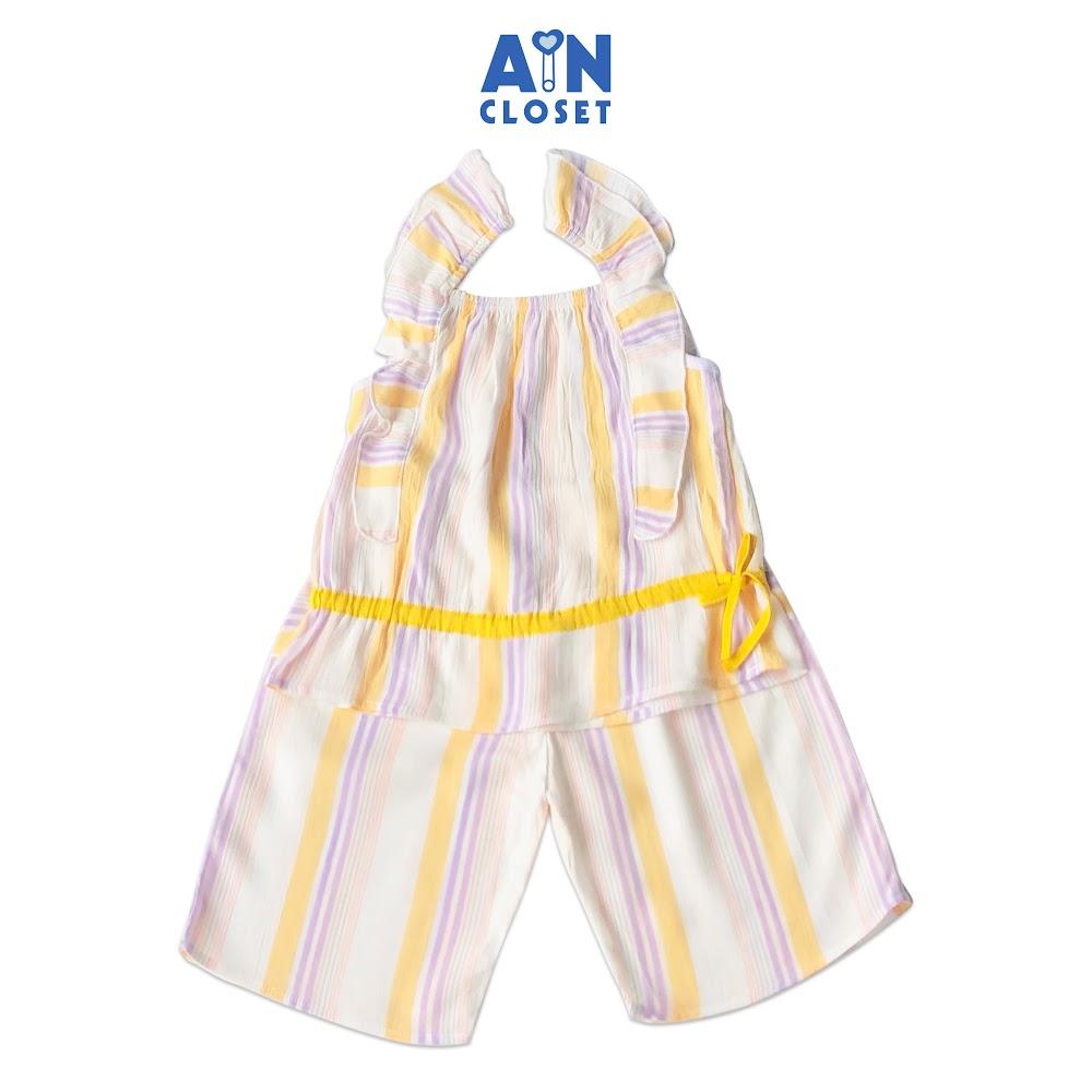 Bộ quần áo ngắn bé gái Caro xanh cotton size nhí - AICDBG89NVYE - AIN Closet
