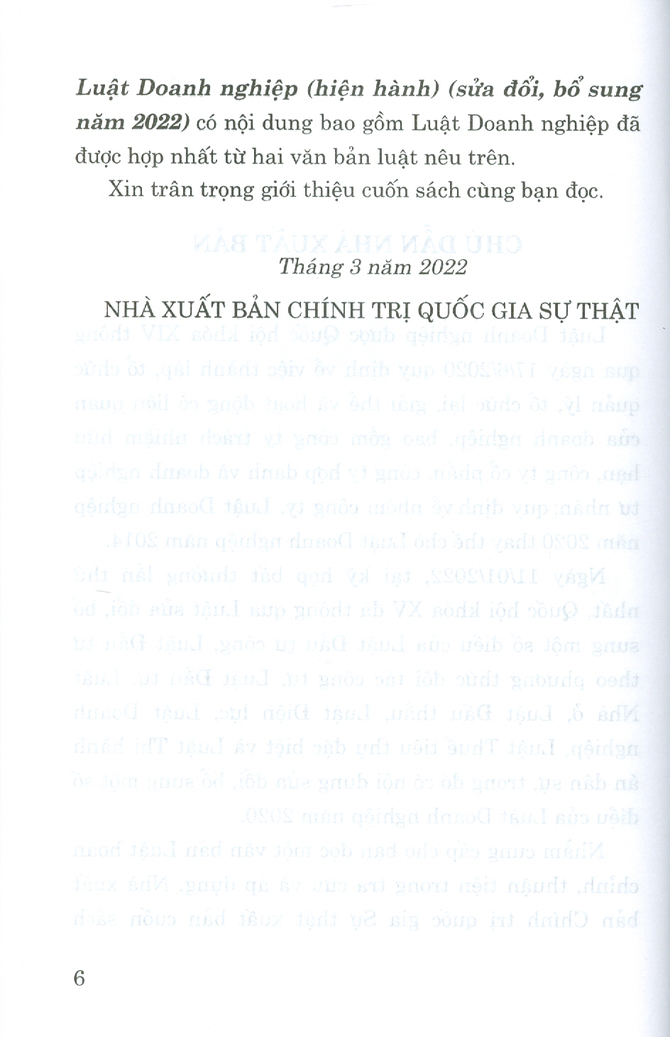 Luật Doanh Nghiệp (Hiện Hành) (Sửa Đổi, Bổ Sung Năm 2022)
