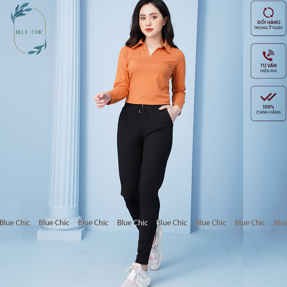 Quần jogger nữ Blue Chic dáng dài thun cạp chun dây buộc cá tính thể thao tập gym kiểu trơn basic