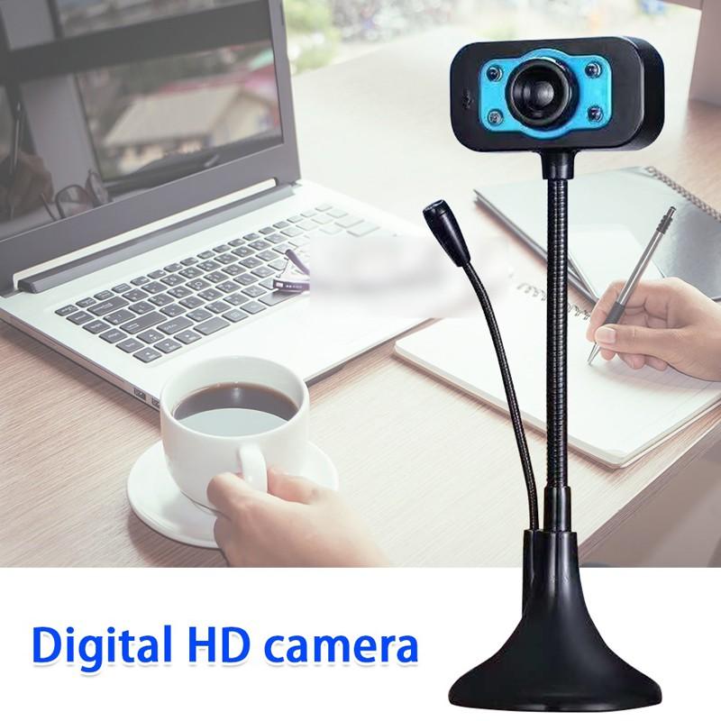 Webcam KM 720p HD hình ảnh và micro trên 1 đầu USB - tích hợp 4 đèn led trợ sáng (nhiều màu)