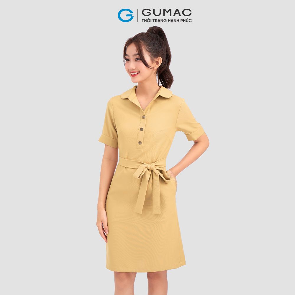 Đầm suông GUMAC LD1201 phối dây eo năng động