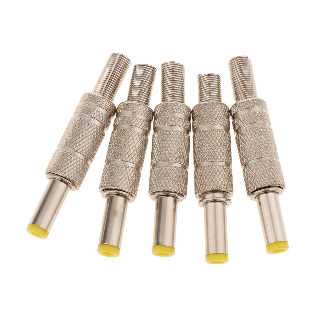 5 Pieces DC 5.5x2.5mm Power Male Plug Welding Adapter Connector Metal Shell