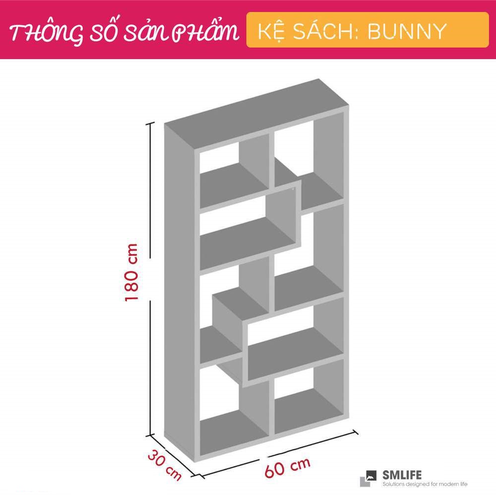 Kệ sách gỗ hiện đại SMLIFE Bunny  | Gỗ MDF dày 17mm chống ẩm | D80xR30xC180cm - Màu