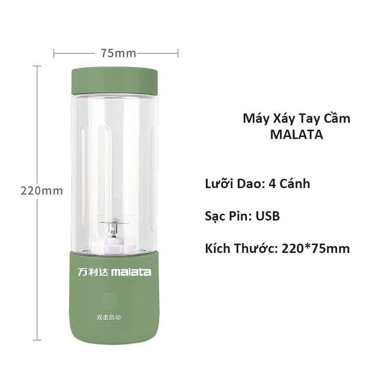 Máy Xay Sinh Tố Mini MALATA 400ml Có Sạc Pin USB - Hàng Chính Hãng Bảo Hành 12 Tháng