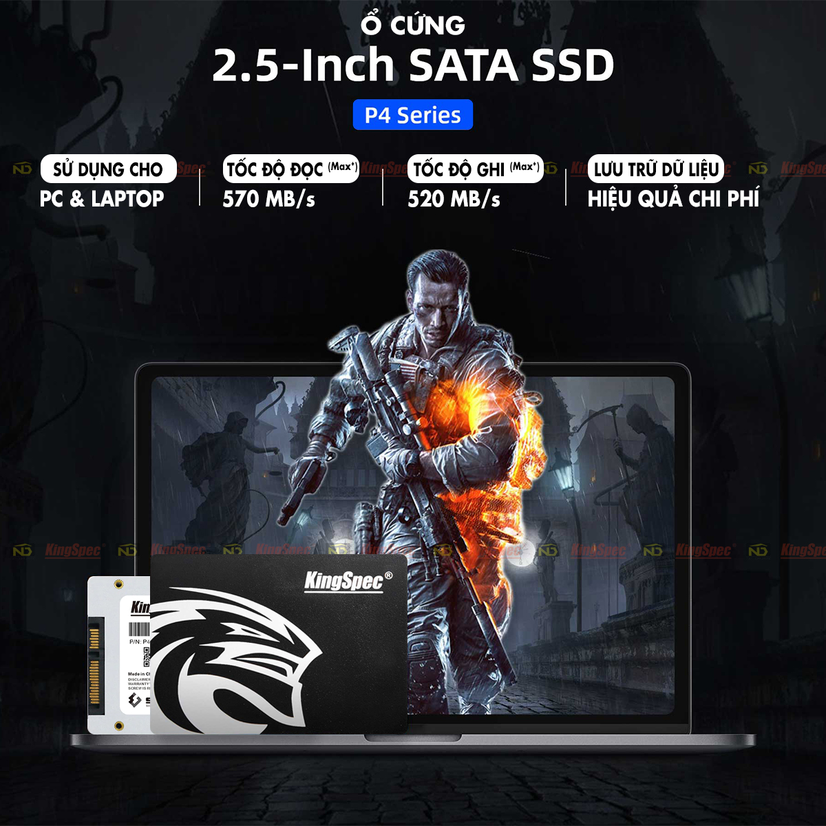 Ổ cứng SSD KingSpec 120GB / P4-120 đã gồm Windows 10 - Hàng Chính Hãng