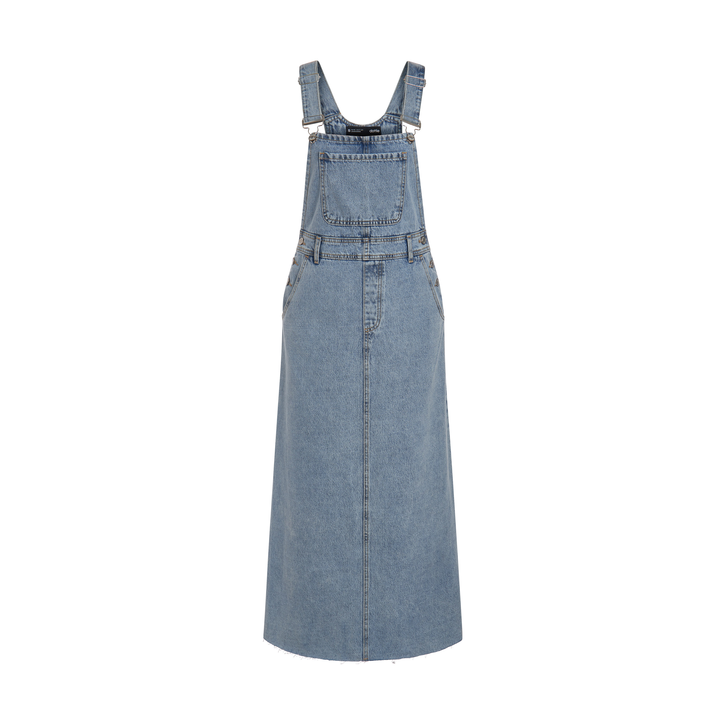 DOTTIE - Yếm midi vải denim - Xanh dương nhạt - D0529