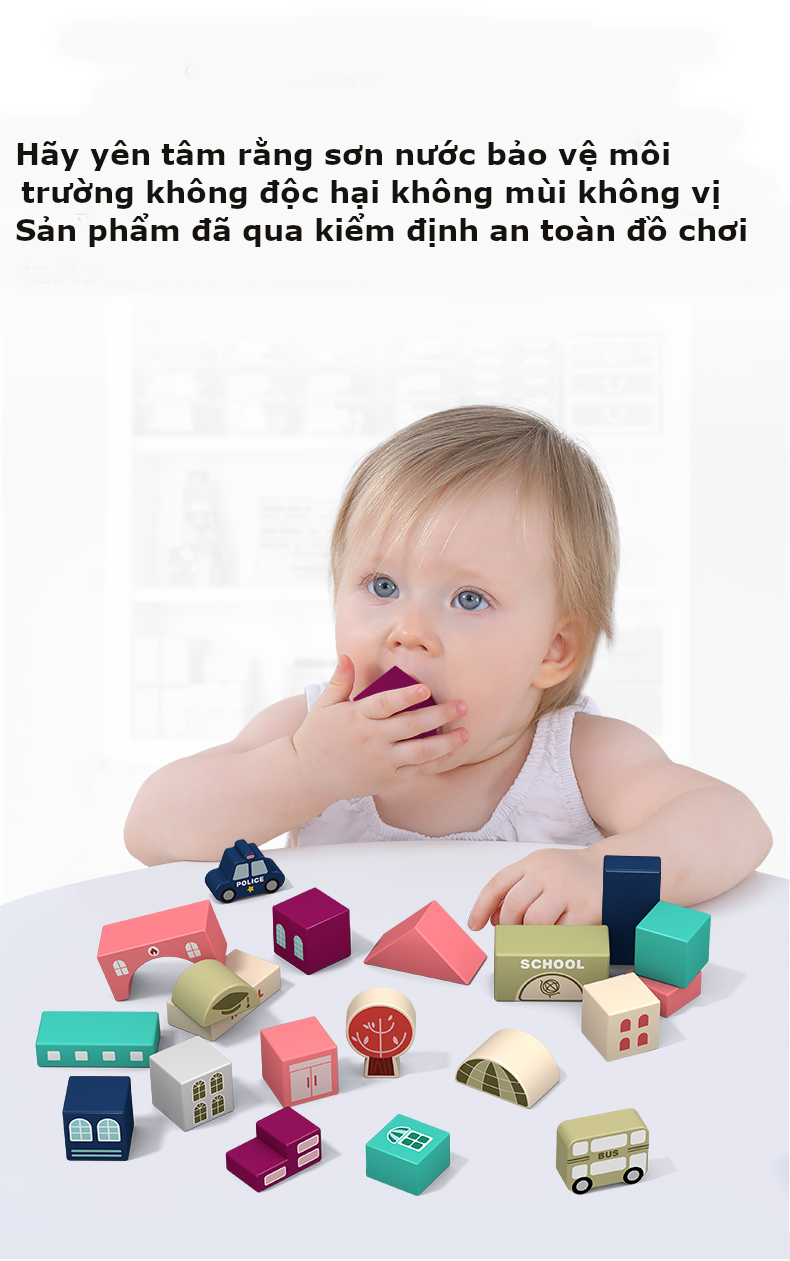 Bộ xếp hình bằng gỗ mô hình thành phố