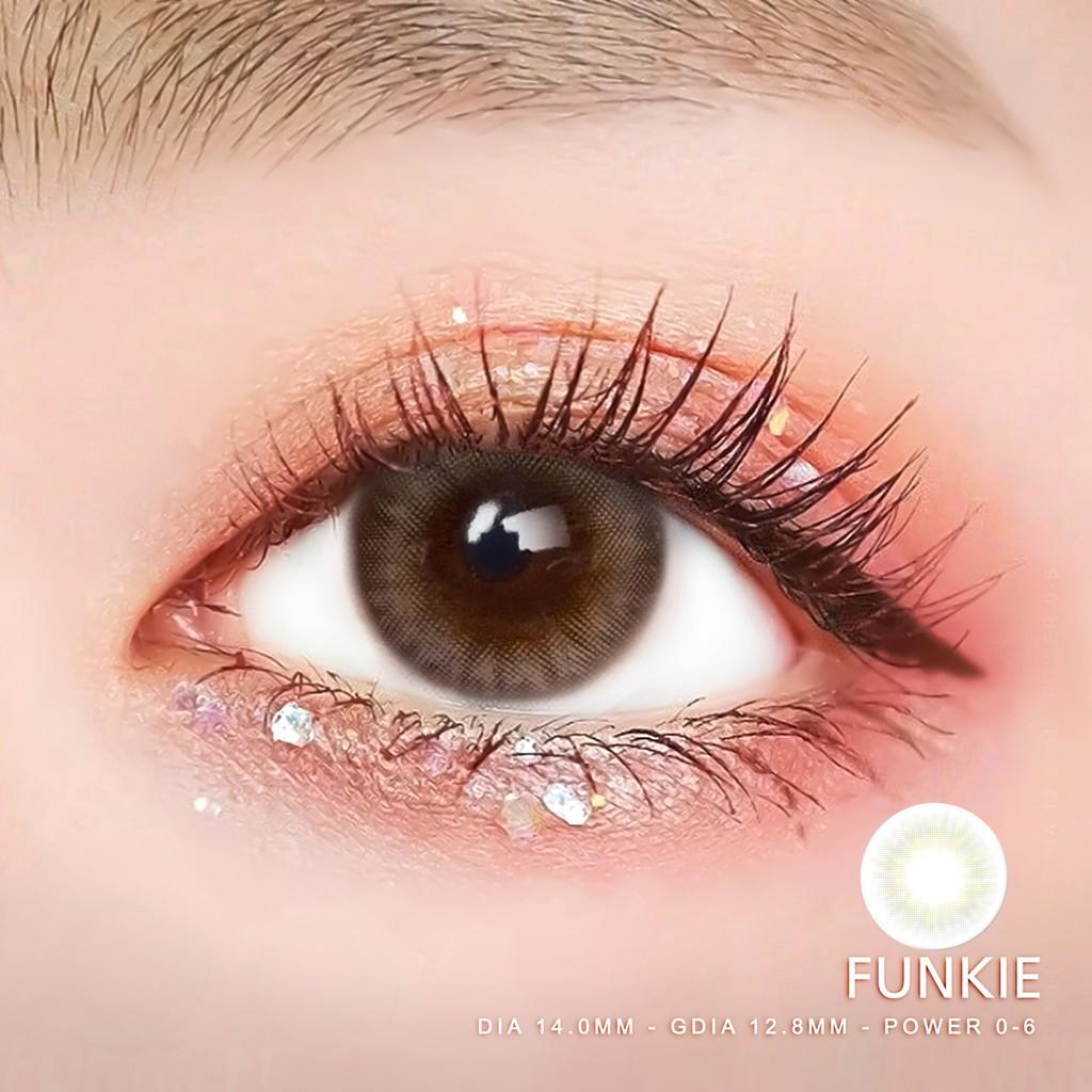 Kính áp tròng xám tây tự nhiên Funkie thương hiệu Angel Eyes đường kính nhỏ có độ từ 0 đến 8