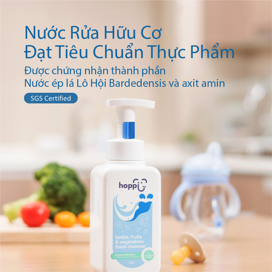 Nước rửa bình sữa và trái cây rau củ Hoppi 500ml