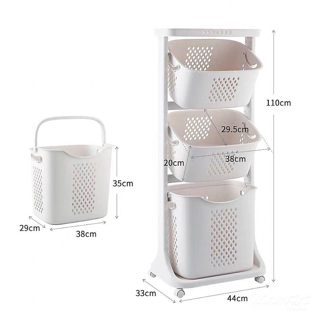 Kệ 4 tầng đựng đồ dùng cho bé, quần áo, khăn, tả, sữa - đựng đồ nhà bếp, nhà tắm có bánh xe