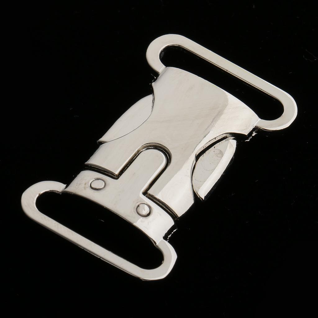 2x2 Pieces Metal Side Release Buckle Cord Bracelet Pet Collar Silver 4.5x2.5cm