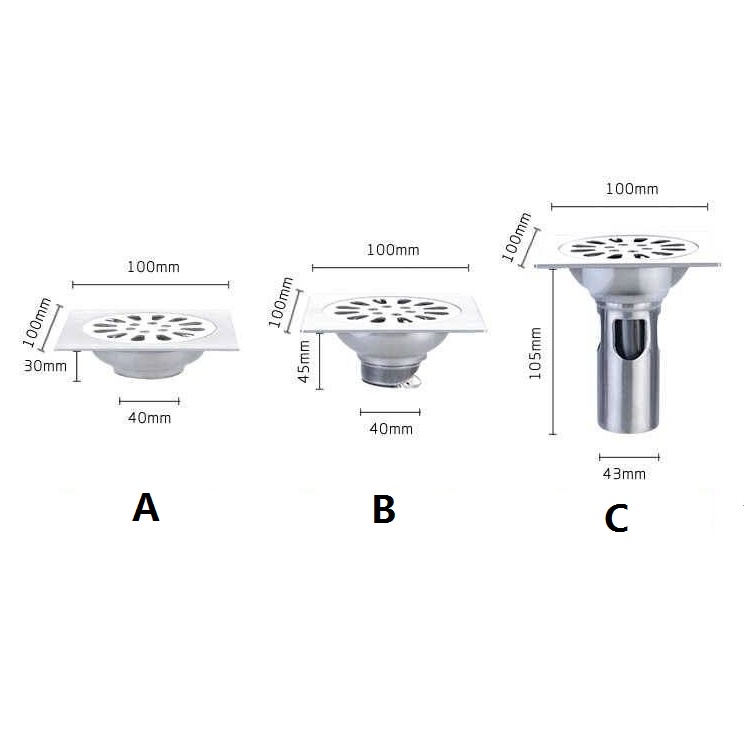 Thoát sàn ngăn mùi inox DN50, thoát nước nhanh 2mm