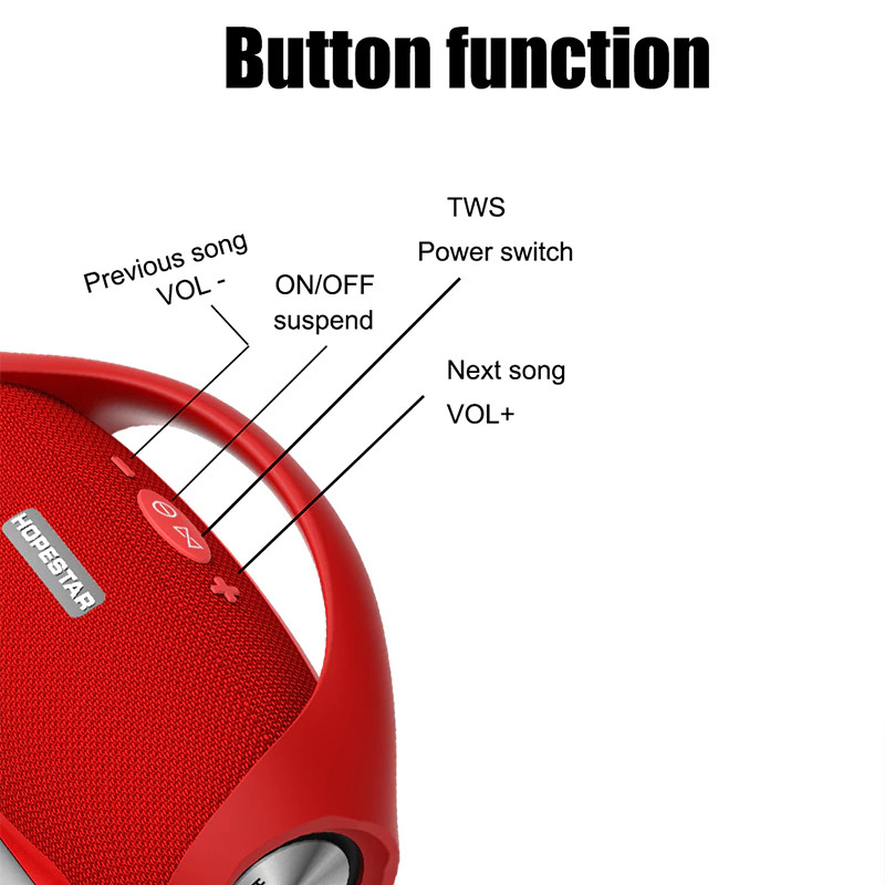 Loa bluetooth cao cấp Hopestar H32 công suất 10W, pin dùng 4H, siêu Bass, IPX6 (Màu ngẫu nhiên) - Hàng chính hãng